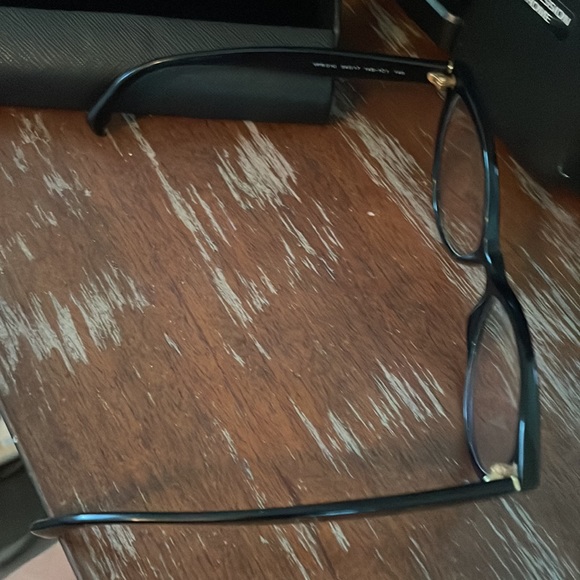 Prada VPR 01U 1AB-101 black gloss cat eye eyeglasses with black logo hard case - Picture 12 of 16